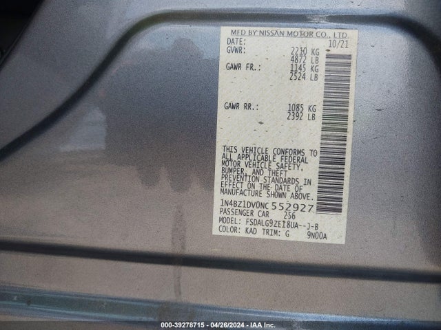 Nissan Leaf Sl Plus 62 Kwh 2022 1N4BZ1DV0NC552927 Image 9