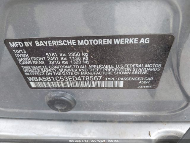 WBA5B1C53ED478567 BMW 535i
