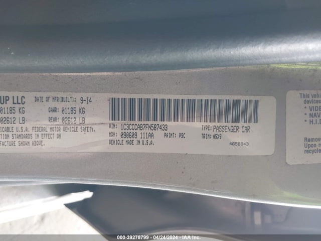 Chrysler 200 Limited 2015 1C3CCCAB7FN587433 Image 9