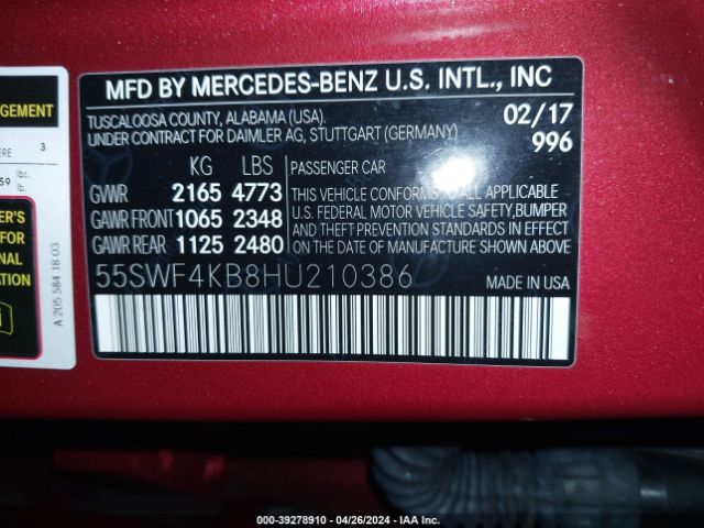 55SWF4KB8HU210386 Mercedes-Benz C 300 4matic/luxury 4matic/sport 4matic