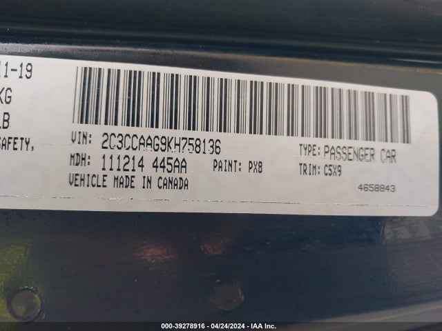 2C3CCAAG9KH758136 Chrysler 300 Touring