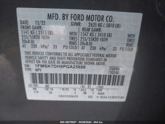 Ford EXPLORER XLT 2023 1FMSK7DH9PGA25889 Image 9