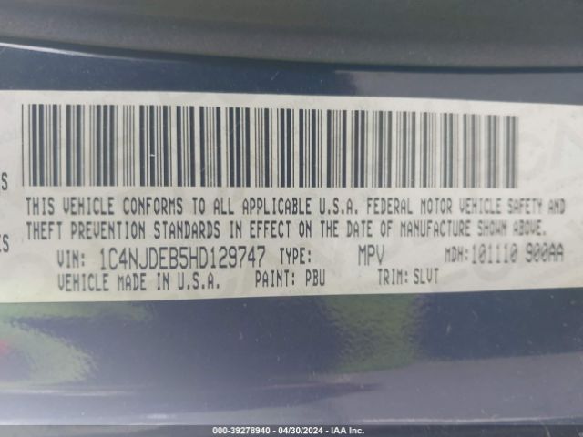 1C4NJDEB5HD129747 Jeep Compass High Altitude 4x4