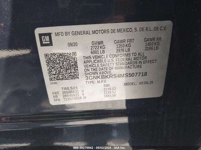 Chevrolet Blazer Awd Rs 2021 3GNKBKRS4MS507718 Image 9
