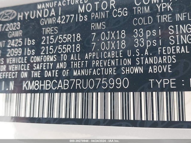 Hyundai Kona Sel 2024 KM8HBCAB7RU075990 Image 9