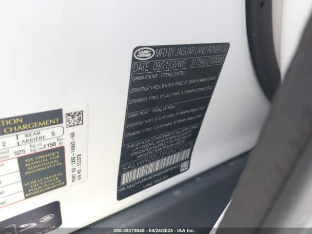 SALWR2SU3NA212378 Land Rover Range Rover Sport Hse Silver Edition Mhev