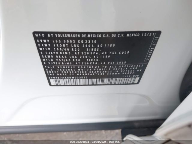3VV4B7AX8NM033592 Volkswagen Tiguan 2.0t Sel R-line