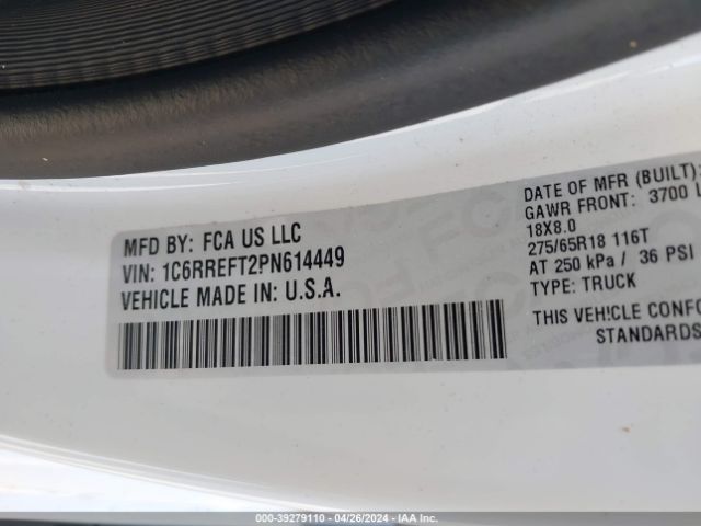1C6RREFT2PN614449 RAM 1500 Big Horn  4x2 5'7 Box