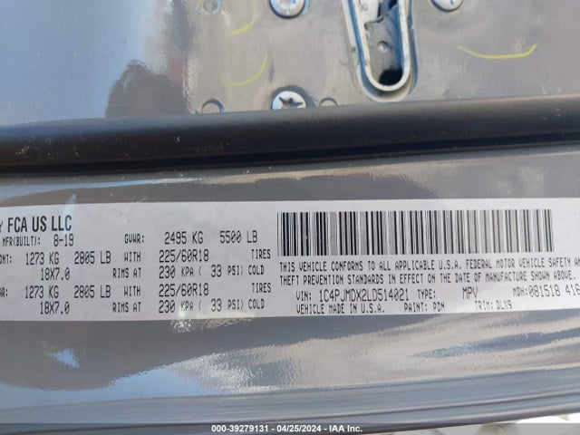 Jeep Cherokee Limited 4x4 2020 1C4PJMDX2LD514021 Image 9