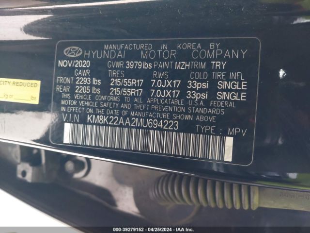 KM8K22AA2MU694223 Hyundai Kona Sel