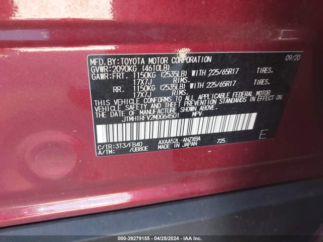 Toyota RAV4 LE 2021 JTMH1RFV2MD064501 Image 9