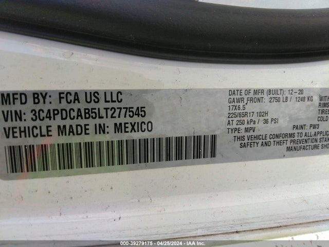 Dodge Journey Se Value 2020 3C4PDCAB5LT277545 Image 9