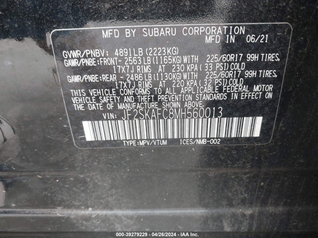 Subaru Forester Premium 2021 JF2SKAFC8MH560013 Image 9