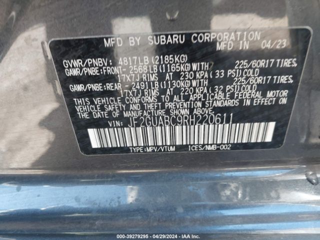 JF2GUABC9RH220611 Subaru Crosstrek