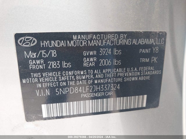 Hyundai Elantra Value Edition 2018 5NPD84LF2JH337324 Image 9