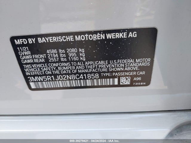 3MW5R1J02N8C41858 BMW 330I