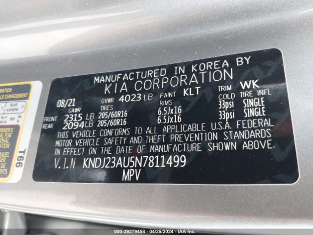 KNDJ23AU5N7811499 KIA SOUL LX