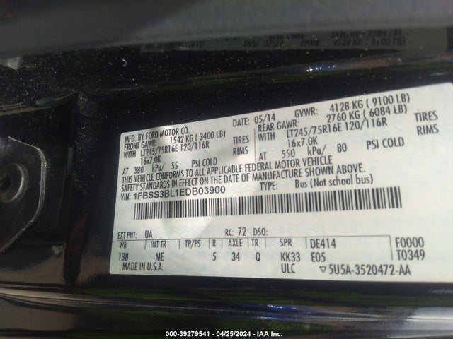 Ford E-350 Super Duty Xlt 2014 1FBSS3BL1EDB03900 Image 9