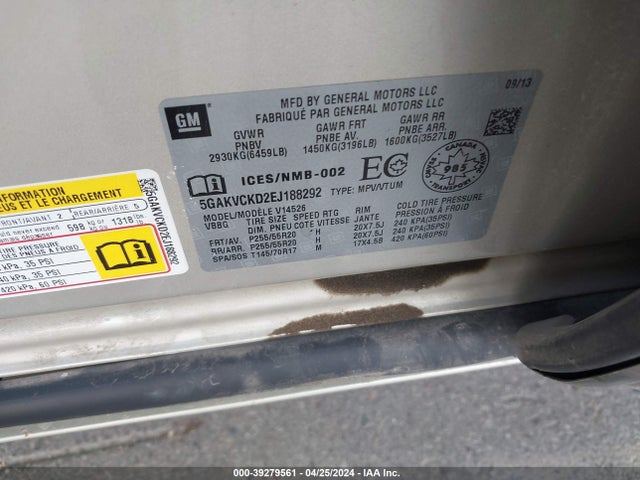 5GAKVCKD2EJ188292 Buick Enclave Premium