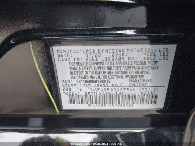 Nissan Sentra Sr Xtronic Cvt 2022 3N1AB8DV5NY283482 Image 9