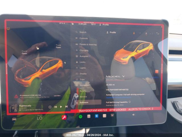 7SAYGDEFXNF490722 Tesla Model Y Performance Dual Motor All-wheel Drive