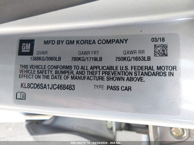 Chevrolet Spark 1lt Cvt 2018 KL8CD6SA1JC468483 Image 9