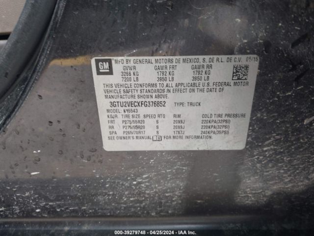 3GTU2VECXFG376852 GMC Sierra 1500 Slt