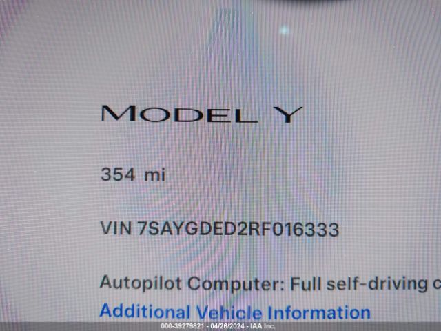 7SAYGDED2RF016333 Tesla Model Y Rwd