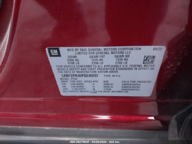 LRBFZPR40PD040692 Buick Envision Essence Awd