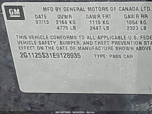 Chevrolet Impala 2lt 2014 2G1125S31E9128935 Image 9