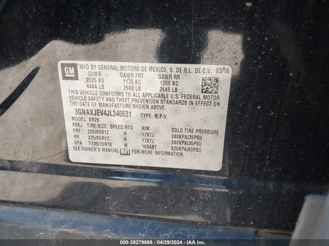 Chevrolet EQUINOX LT 2018 3GNAXJEV4JL340631 Image 9