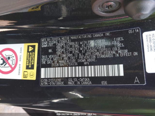 2T2ZK1BA7FC156236 Lexus RX 350