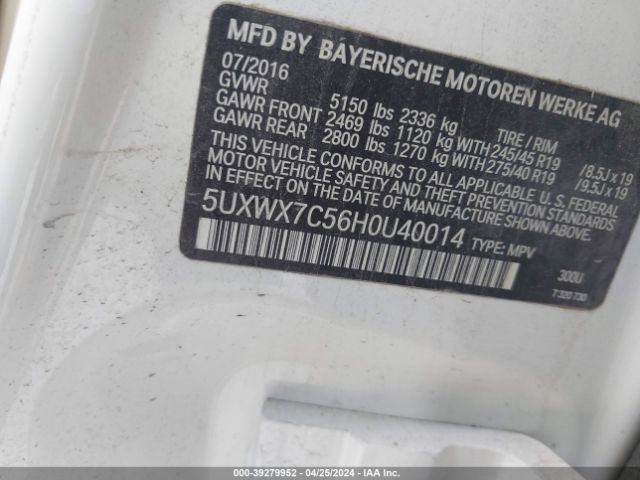 5UXWX7C56H0U40014 BMW X3 Xdrive35i