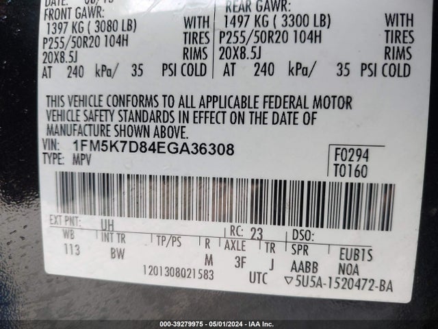 Ford EXPLORER XLT 2014 1FM5K7D84EGA36308 Image 9