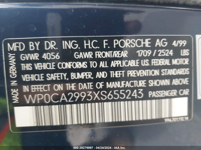 1999 PORSCHE 911 WP0CA2993XS655243 Photo 8