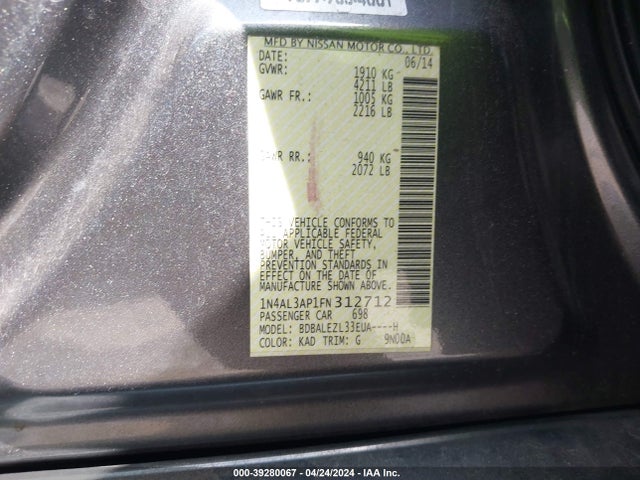Nissan Altima 2.5 S 2015 1N4AL3AP1FN312712 Image 9