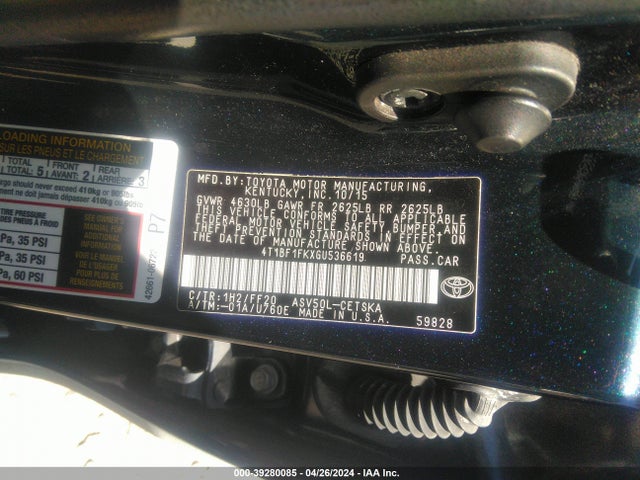 Toyota CAMRY SE 2016 4T1BF1FKXGU536619 Image 9