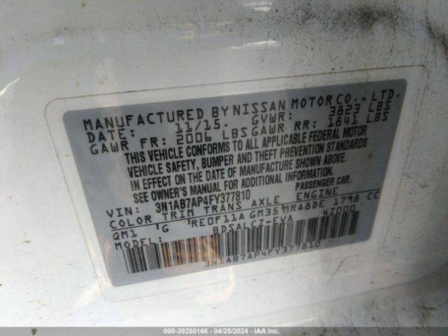 3N1AB7AP4FY377810 Nissan SENTRA S