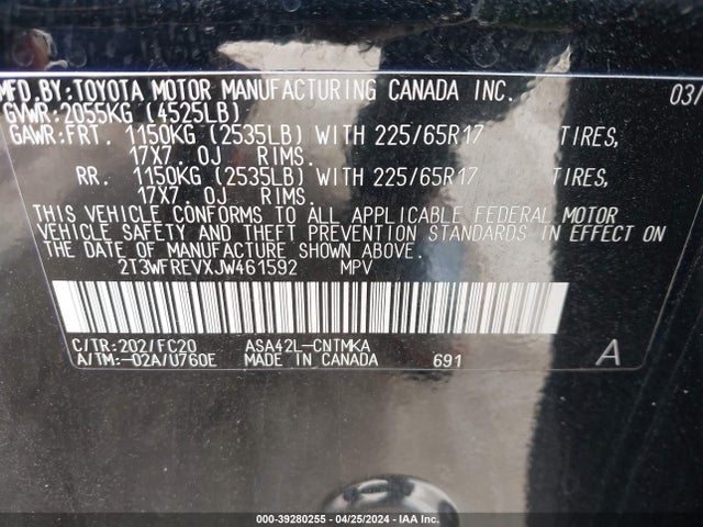Toyota Rav4 Xle 2018 2T3WFREVXJW461592 Image 9