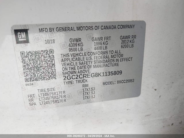 Chevrolet Silverado 2500hd Wt 2019 2GC2CREG8K1135809 Image 9