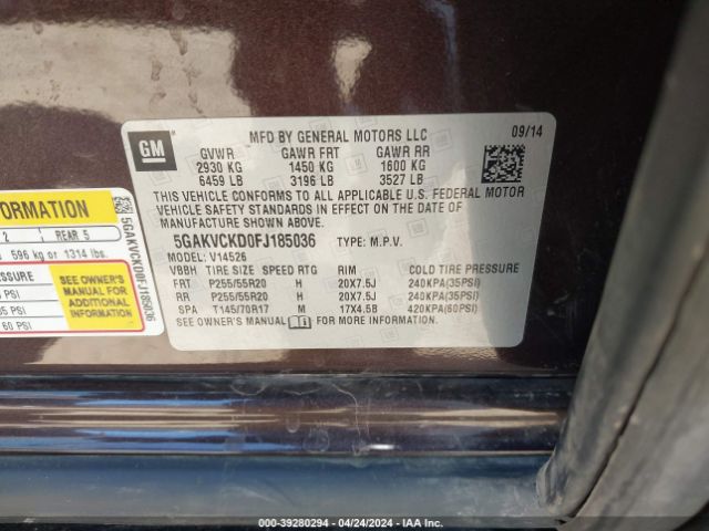 5GAKVCKD0FJ185036 Buick Enclave Premium