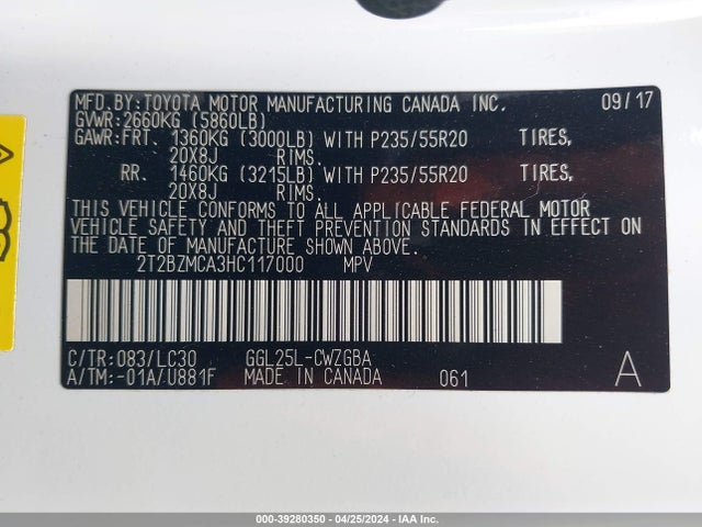 2T2BZMCA3HC117000 Lexus Rx 350 F Sport