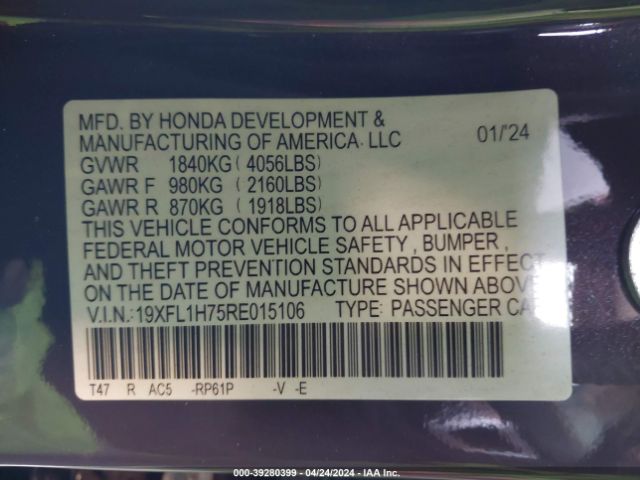 2024 HONDA CIVIC 19XFL1H75RE015106 Photo 8