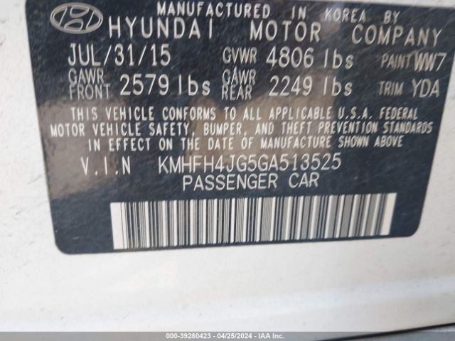 KMHFH4JG5GA513525 Hyundai Azera Limited