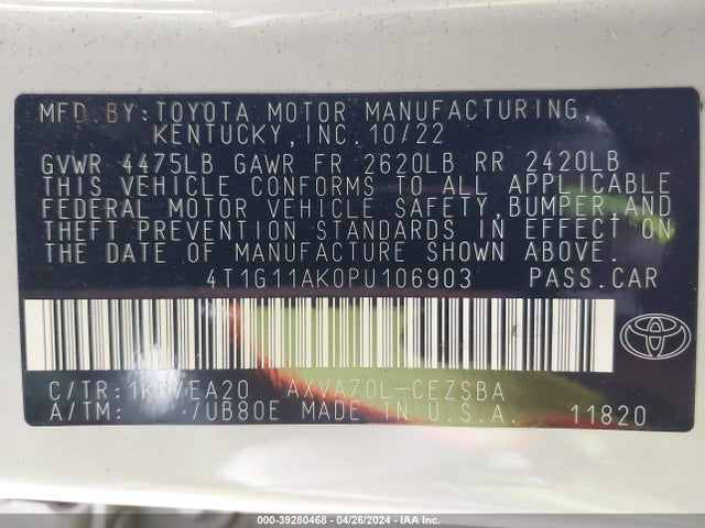 Toyota CAMRY SE 2023 4T1G11AK0PU106903 Image 9