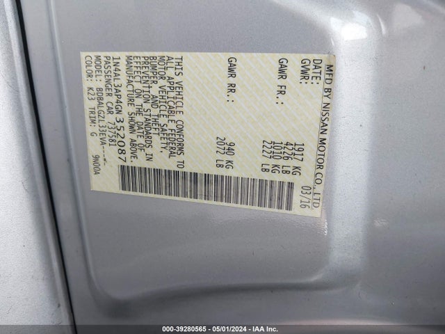Nissan Altima 2.5 S 2016 1N4AL3AP4GN352087 Image 9