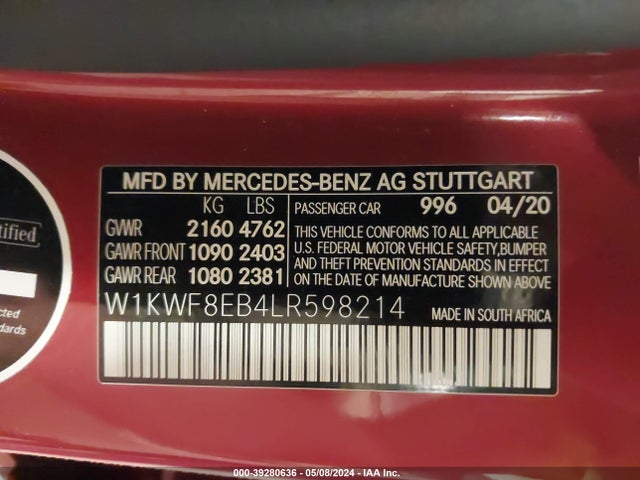W1KWF8EB4LR598214 Mercedes-Benz C 300 4matic