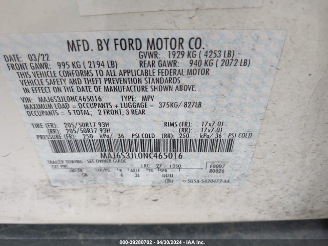 Ford Ecosport Ses 2022 MAJ6S3JL0NC465016 Image 9