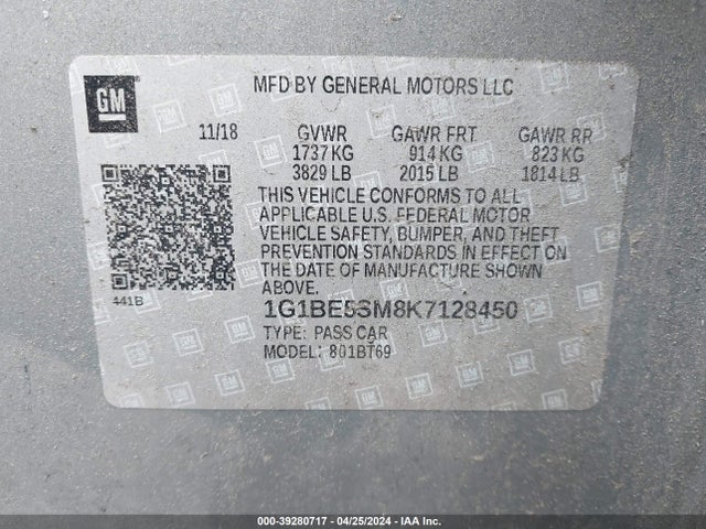 Chevrolet CRUZE LT 2019 1G1BE5SM8K7128450 Image 9