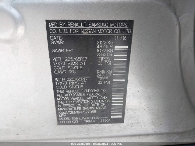 Nissan ROGUE S 2017 KNMAT2MV6HP527055 Image 9